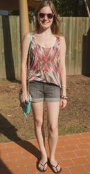 Summer Uniform: Denim Shorts! Sass and Bide Singlet, Grey Tee, RM and MbMJ Bags