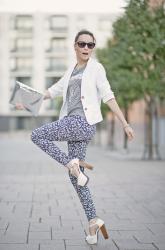 White Jacket with Flower Print