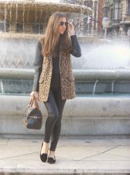 Leather&Leopard print