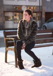 Faux Fur bomber and Sneaker Wedges