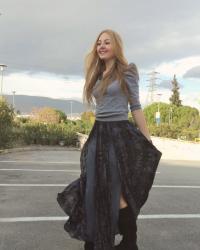 Pleated Maxi Skirt