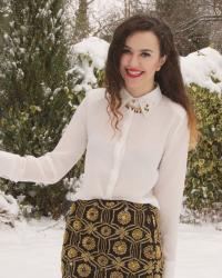 Jewelled Collar / Embellished Pencil Skirt - Obligatory Snow Post!
