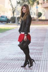 BIKER AND RED SKIRT