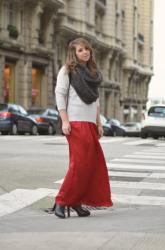 Long Red Skirt 