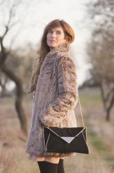 FAUX FUR COAT AND SOFT DRESS