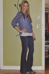 HEART BLOUSE, BELL BOTTOMS & A BOW NECKLACE