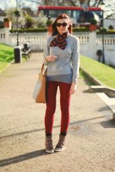 London Shenanigans: Grey Marl & Red Skinnies