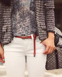 Weekend Wear: Girl’s Knitted Cardigan + White Jeans