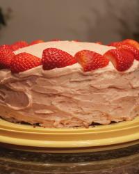 Lemon Cake with Strawberry Buttercream Frosting