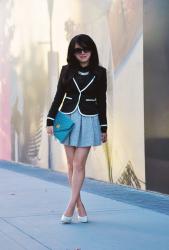 Blazer, Tweed, and Chiffon Blouse