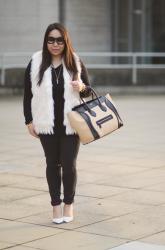 White faux fur and Python skin