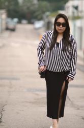 Striped wrap blouse 