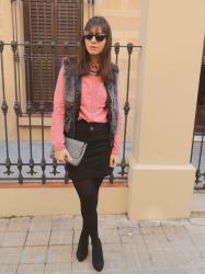 Fur vest and pink