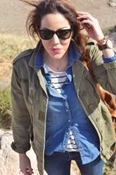 DENIM STRIPES DOTS PARKA... ready