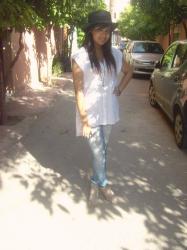 White shirt and  black hat   ❤