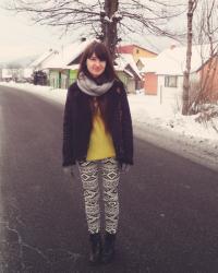 AZTEC PANTS & YELLOW SWEATER