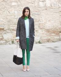 green pants & pineapple earrings