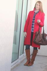 J. Crew Funnel Coat & Plaid