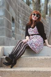 Pink Leopard Dress & Striped Tights