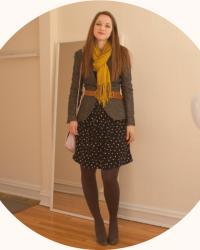 dotty, a summer dress, and a winter jacket