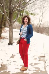 What I Wore: Crimson and Blue + Weekend news