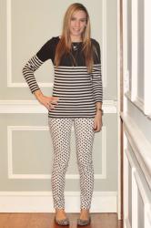 BLACK, WHITE & MY LOFT POLKA DOT JEANS