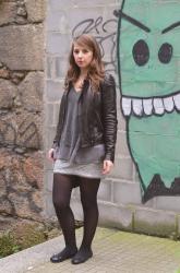 Leather Jacket and Sequin Skirt