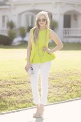 Bold in Bloom: Peplum Top, Crop Pant, Bow Shoe