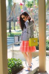 Spring Outfit : Stirped Jacket N Floral Skirt