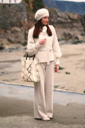 Head-To-Toe White & A Snakeskin Print Tote