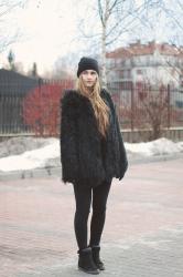 Black mongolian fur