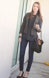 tuxedo jacket, popover shirt