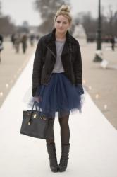 BIKER JACKET AND TULLE SKIRT IN PARIS