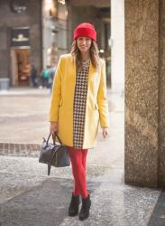 Outfit of the day: Milan Fashion Week/ Red, Yellow and Pied de Poule
