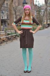 Chevron + Mint Tights | Milly Dress