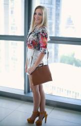 Floral Blouse and White Shorts 