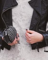 LACE DRESS & LEATHER JACKET