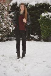 Snowy casual outfit.