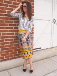 J.Crew Scroll Skirt & Stripes