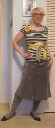 Yellow and Grey Suede Skirt for Spring