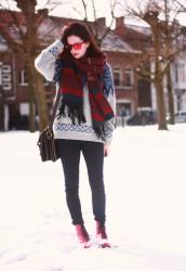 Red Dr. Martens in the Snow