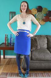 What I Wore: Cobalt, Turquoise, & Lace