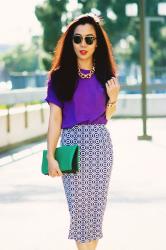 Dinner Date Wear: Purple Top + Print Skirt