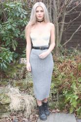 corset & knit midi skirt