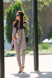 Midriff Style: Stripe on Stripe with Mirrored Sunglasses