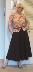 Cardigan (Again) Atop a Black Circle Skirt
