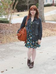 Floral Dress, Jean Jacket, & My JoTotes Camera Bag