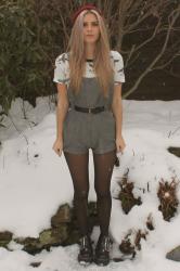 grey dungarees & BOY crop top