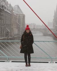 Gent in the middle of a snowstorm