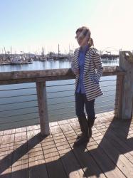 Anthropologie Striped Jersey Peacoat & J.Crew 